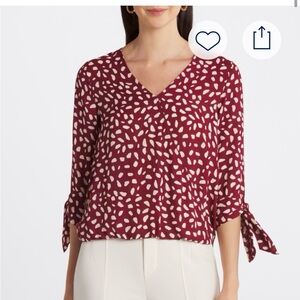 West Kei Burgundy Wrap Blouse